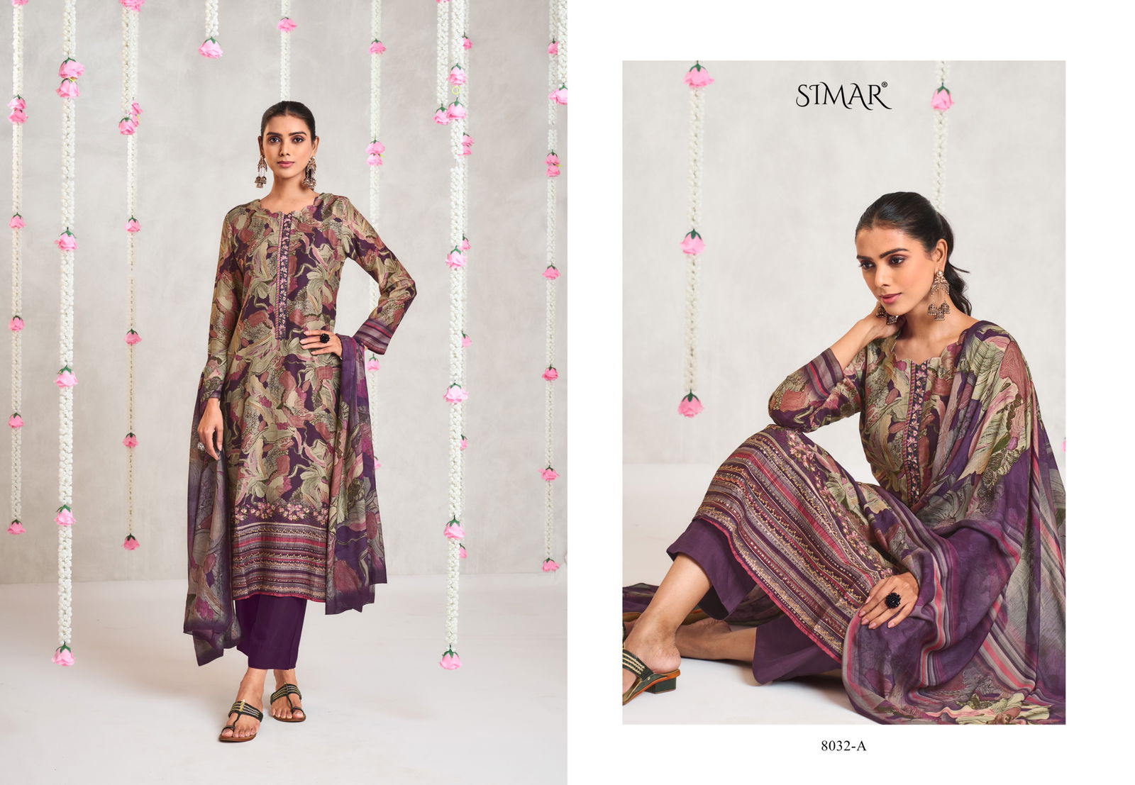 Astitva By Glossy Jam Satin Printed Embroidery Dress Material Exporters In India